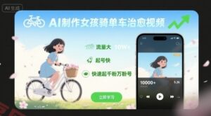 AI制作女孩骑单车治愈视频，流量大，起号快，快速起千粉万粉号-云享网创