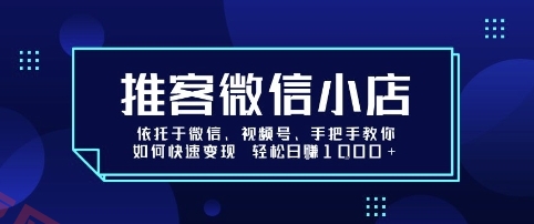 推客微信小店依托于微信、视频号，手把手教你如何快速变现 轻松日入1k+【揭秘】-云享网创