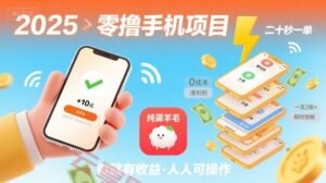 2025年零撸手机项目，二十秒一单，纯薅羊毛 一天2张+做就有-云享网创