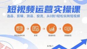 短视频运营实操课，选品、剪辑、测品、投流，从0到1轻松玩转短视频-云享网创