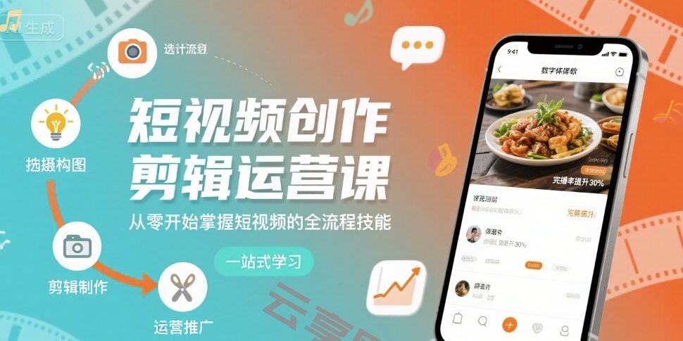 短视频创作剪辑运营课，从零开始掌握短视频的全流程技能-云享网创