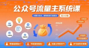 公众号流量主系统课，AI暴力玩法，复制粘贴打造副业，日入5张 +【附工具指令】-云享网创