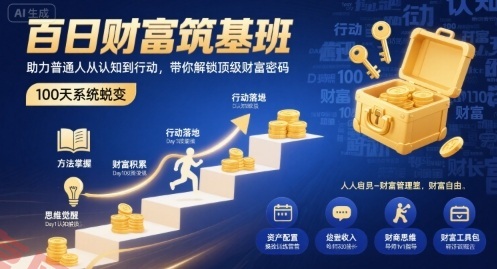 百日财富筑基班，助力普通人从认知到行动，带你解锁顶级财富密码-云享网创