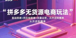 拼多多无货源电商玩法：基础搭建+供应链管理+流量运营，从开店到爆单-云享网创