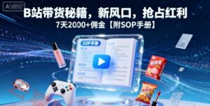 B站带货秘籍，新风口，抢占红利，7天2k+佣金【附SOP手册】-云享网创