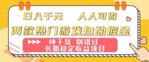 两款热门游戏自动掘金：日入1k，人人可做，纯干货，长期稳定收益项目【揭秘】-云享网创