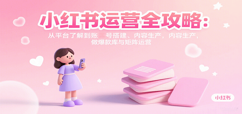 小红书运营全攻略:从平台了解到账号搭建、内容生产,做爆款库与矩阵运营-云享网创