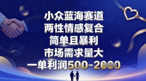 小众蓝海赛道，两性情感复合，简单且暴利，市场需求量大，一单利润5张，未来几年可持续深耕的项目-云享网创