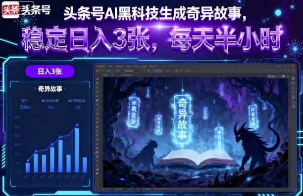 头条号AI黑科技生成奇异故事，稳定日入3张，每天半小时-云享网创