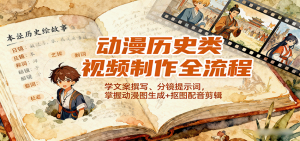 动漫历史类视频制作全流程，学文案撰写、分镜提示词，掌握动漫图生成+抠图配音剪辑-云享网创