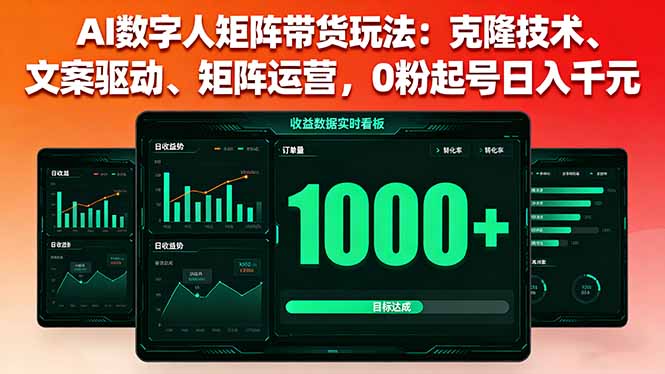 AI数字人矩阵带货玩法：克隆技术、文案驱动、矩阵运营，0粉起号日入千元-云享网创
