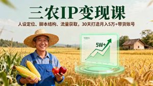 三农IP变现课，人设定位、脚本结构、流量获取，30天打造月入5万+带货账号-云享网创