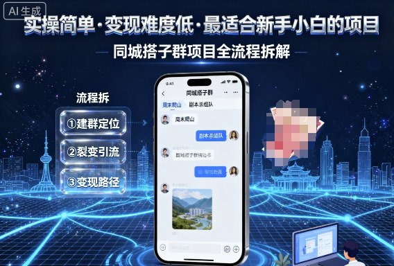 实操简单，变现难度低，最适合新手小白做的项目，每天轻松收入3张，同城搭子群项目全流程拆解-云享网创
