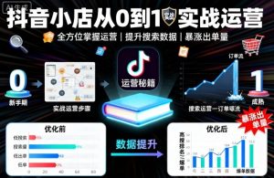 抖音小店从0到1实战运营，帮你全方位掌握小店运营，提升搜索数据与出单量-云享网创