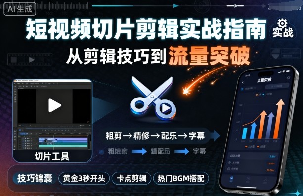 短视频切片剪辑实战指南，从剪辑技巧到流量突破-云享网创
