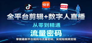 全平台剪辑+数字人直播，从零到精通，掌握最新平台规则与流量密码，实现短视频变现-云享网创