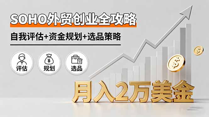 SOHO外贸创业全攻略，自我评估+资金规划+选品策略，月入2万美金-云享网创