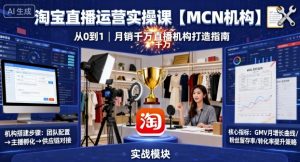 淘宝直播运营实操课【MCN机构】，从0到1做一家月销千W的直播机构-云享网创