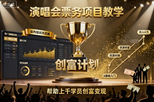 演唱会票务项目教学，业内培训天花板，帮助上千学员创富变现(更新)-云享网创