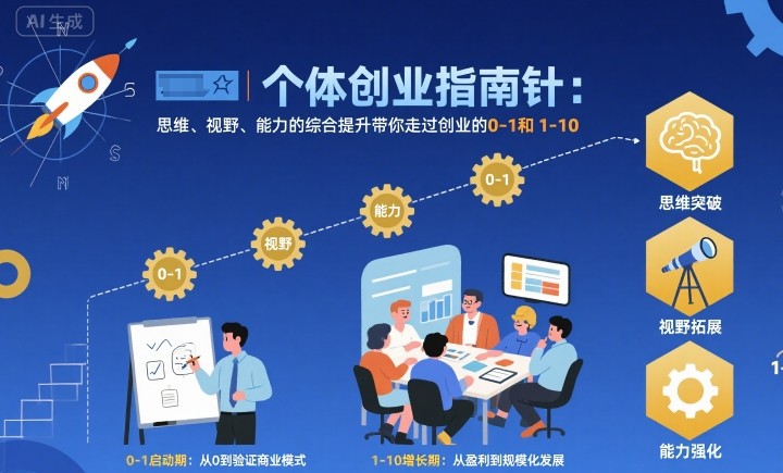 个体创业指南针，思维、视野、能力的综合提升带你走过创业的0-1和1-10【音频】-云享网创