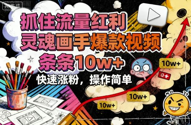 抓住流量红利，灵魂画手爆款视频，条条10w+，快速涨粉，操作简单-云享网创