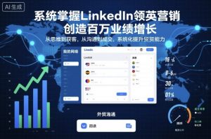 系统掌握LinkedIn领英营销，创造百万业绩增长，从思维到获客，从沟通到成交，系统化提升外贸能力-云享网创