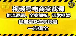 视频号电商实战课：推流逻辑、全案解析，话术框架，稳流量及违规规避等-云享网创