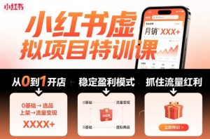 小红书虚拟项目特训课,帮你从0到1打造稳定盈利的店铺,抓住流量红利(更新9月)-云享网创