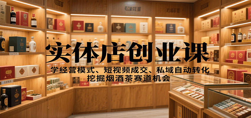 实体店创业课：学经营模式、短视频成交、私域自动转化，挖掘烟酒茶赛道机会-云享网创