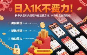 日入1K不费力！拼多多虚拟类目矩阵化运营方法，长效稳定变现路径-云享网创