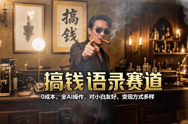 搞钱语录赛道，0成本，全AI操作，对小白友好，变现方式多样-云享网创
