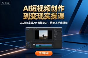 AI短视频创作到变现实操课，从0到1掌握AI+剪辑能力，快速上手出爆款(更新10月)-云享网创