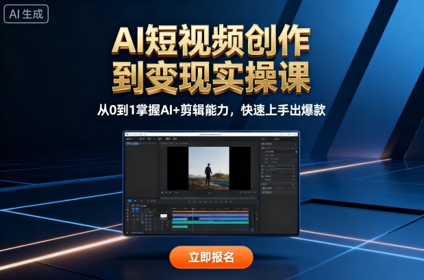 AI短视频创作到变现实操课，从0到1掌握AI+剪辑能力，快速上手出爆款(更新10月)-云享网创
