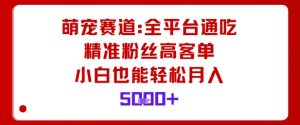 萌宠赛道，全平台通吃，精准粉丝高客单，小白也能轻松月入5k-云享网创