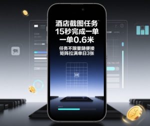酒店截图任务，15秒完成一单，一单0.6米，任务不限量随便接，矩阵拉满单日3张【揭秘】-云享网创