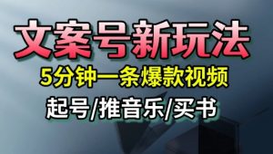 文案号新玩法，5分钟一条爆款视频，流量高，起号快，多方位变现-云享网创