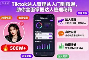 Tiktok达人管理从入门到精通,助你全面掌握达人管理秘籍-云享网创
