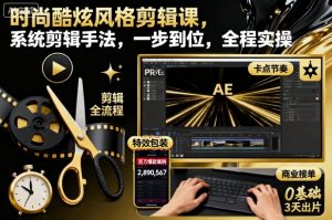 时尚酷炫风格剪辑课，系统剪辑手法，一步到位，全程实操-云享网创