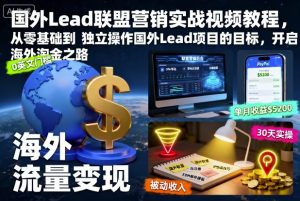 国外Lead联盟营销实战视频教程,从零基础到独立操作国外Lead项目的目标,开启海外淘金之路-云享网创