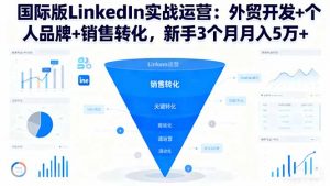 国际版LinkedIn实战运营：外贸开发+个人品牌+销售转化，新手3个月月入5万+-云享网创