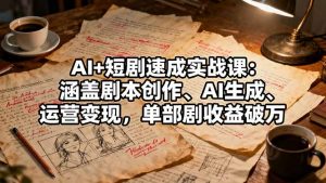 AI+短剧速成实战课：涵盖剧本创作、AI生成、运营变现，单部剧收益破万-云享网创