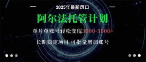 阿尔法托管计划 单账号月入3000-5000，长期稳定项目，新手小白轻松上手。-云享网创