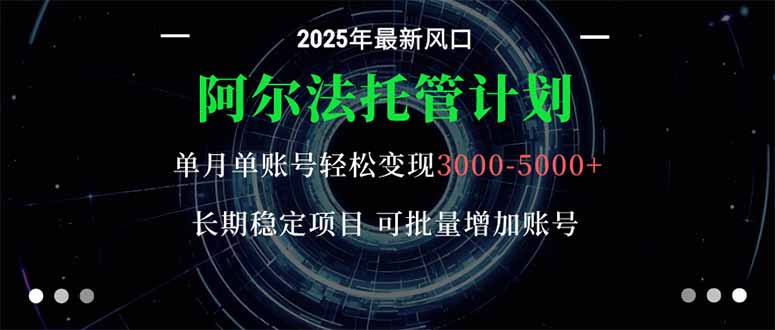 阿尔法托管计划 单账号月入3000-5000，长期稳定项目，新手小白轻松上手。-云享网创