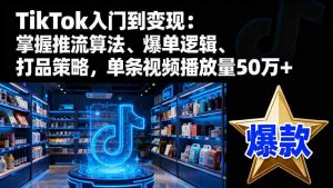 TikTok入门到变现：掌握推流算法、爆单逻辑、打品策略，单条视频播放量50w-云享网创