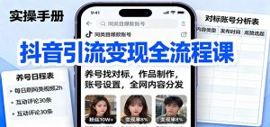 抖音引流变现全流程课:养号找对标,作品制作,账号设置,全网内容分发-云享网创