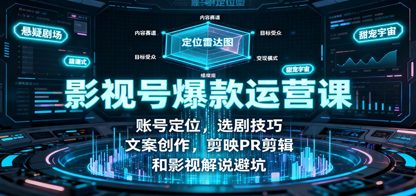 影视号爆款运营课:账号定位,选剧技巧,文案创作,剪映PR剪辑和影视解说避坑-云享网创