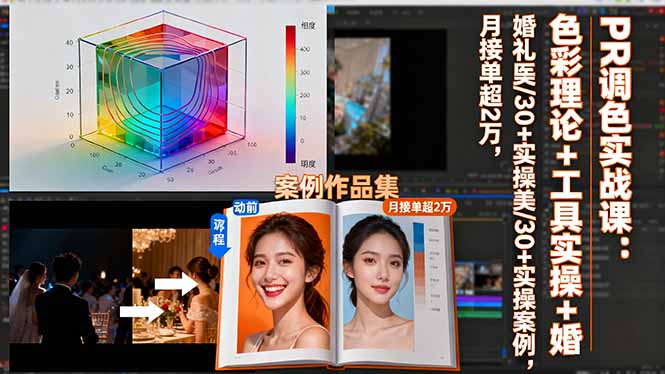 PR调色实战课：色彩理论+工具实操+婚礼医美/30+实操案例，月接单超2万-云享网创