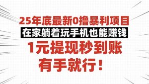 25年底最新0撸暴利项目，在家躺着玩手机也能赚钱，1元提现秒到账，有手…-云享网创