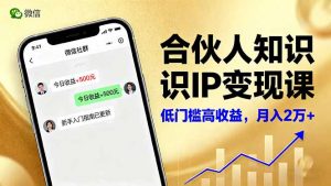 合伙人知识IP变现课，微信生态,内容创作与爆款打造,全网引流，新手月入2w+-云享网创