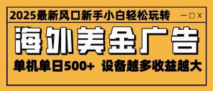 2025最新风口 海外美金广告 单机单日500+ 可无限放大 设备越多收益越大 轻松上手-云享网创